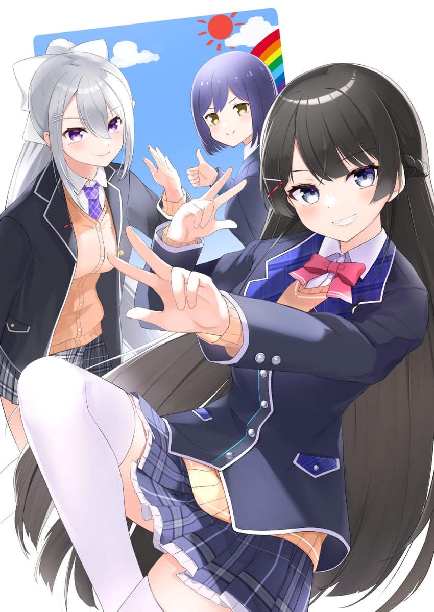 tsukino mito, higuchi kaede, and shizuka rin (nijisanji and 1 more) drawn by date_(mamanonamaebot)