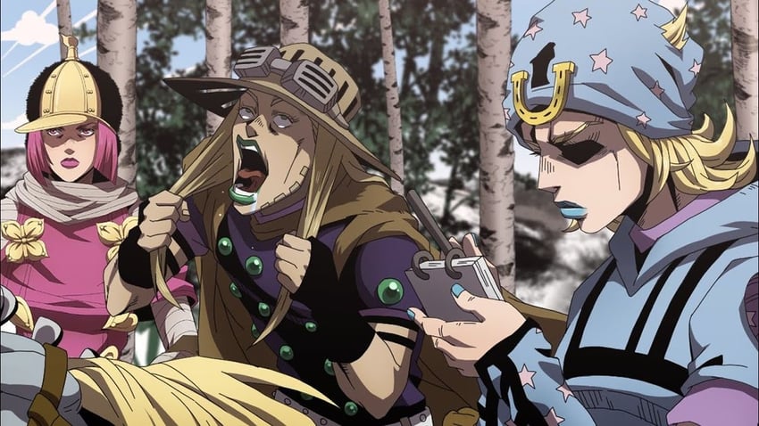 johnny joestar, gyro zeppeli, hot pants, and lucy steel (jojo no kimyou na bouken and 1 more) drawn by merhos1