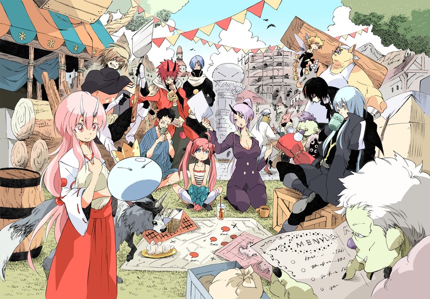 rimuru tempest, milim nava, shion, shuna, ramiris, and 11 more (tensei shitara slime datta ken) drawn by makkamu