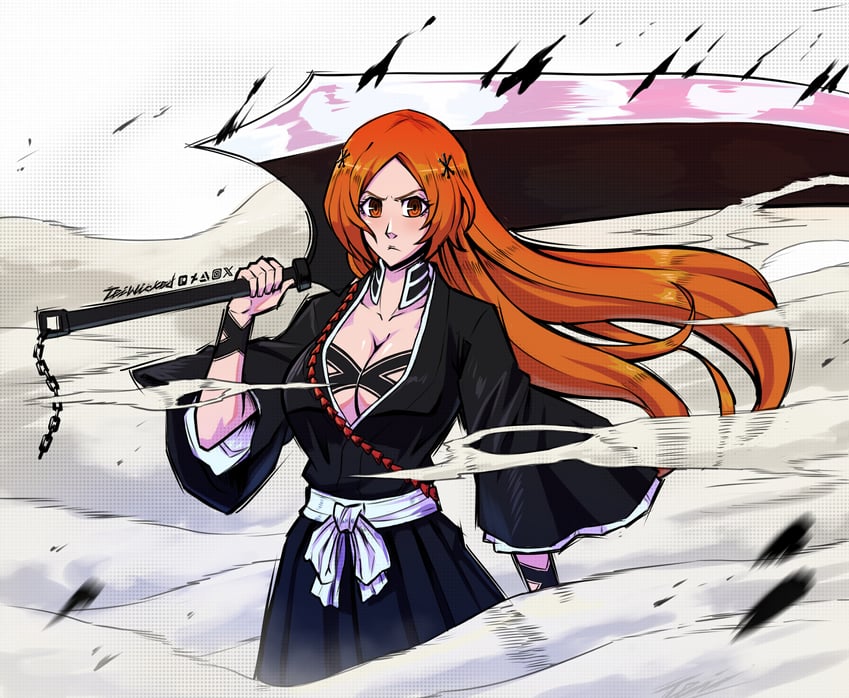 inoue orihime and kurosaki ichigo (bleach) drawn by teiwicked