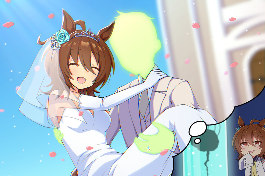 trainer and agnes tachyon (umamusume and 2 more) drawn by nanashi-san