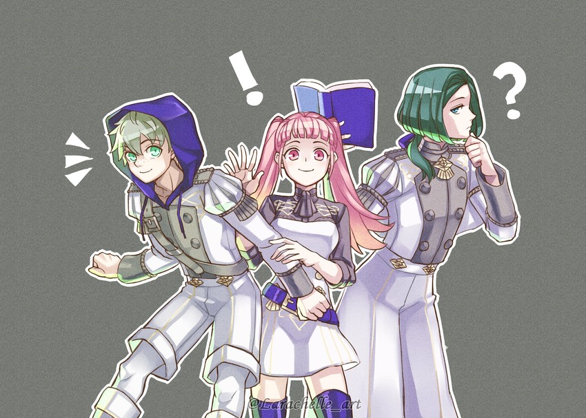 hilda valentine goneril, linhardt von hevring, and ashe ubert (fire emblem and 1 more) drawn by larachelle