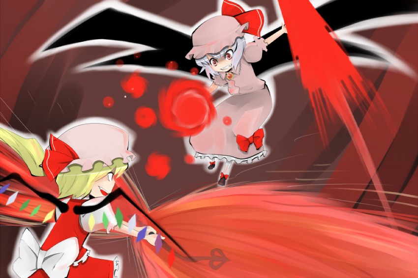 remilia scarlet and flandre scarlet (touhou) drawn by doku_corne