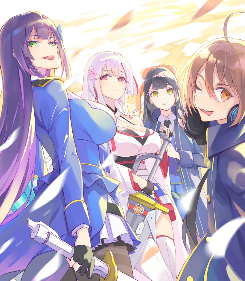 funada kiito, funada ui, kawamura yuzuriha, and tsukioka momiji (assault lily) drawn by mila_(yuta27315)