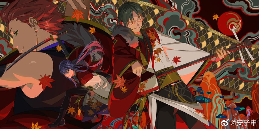 kanzaki souma, kiryu kuro, and hasumi keito (ensemble stars!) drawn by anzishen