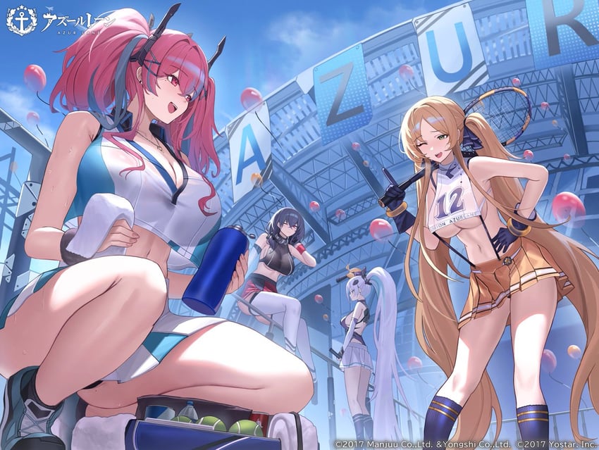 bremerton, kearsarge, hornet, and pittsburgh (azur lane) drawn by jeze