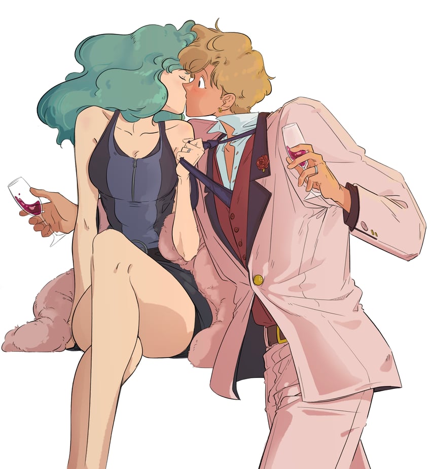 ten'ou haruka and kaiou michiru (bishoujo senshi sailor moon) drawn by mercuri0ff