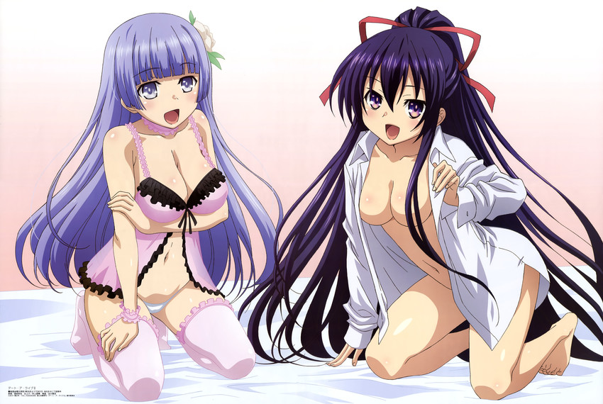 yatogami tohka and izayoi miku (megami magazine and 1 more) drawn by morimae_kazuya