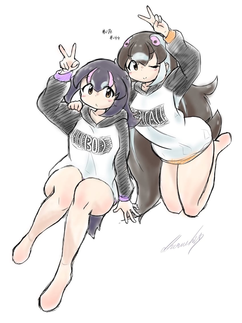 humboldt penguin and african penguin (kemono friends and 1 more) drawn by cherushi_2