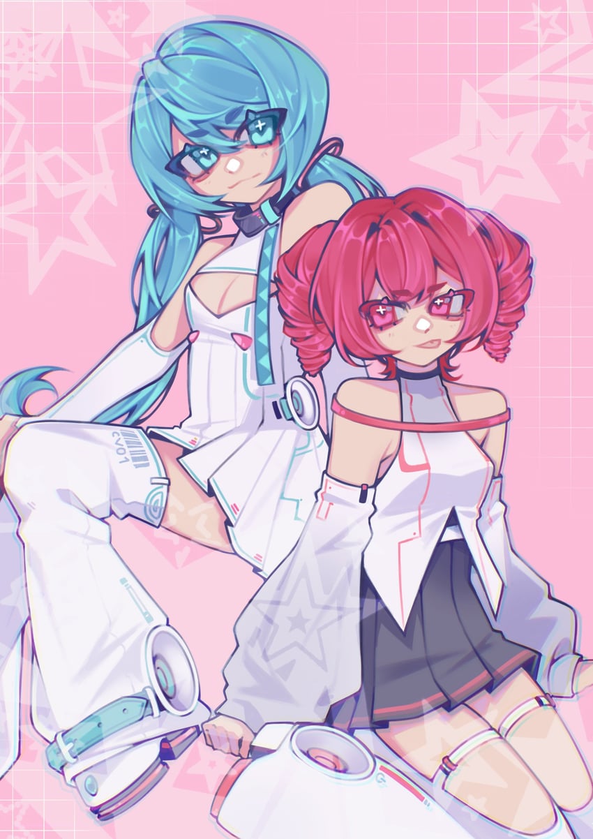 hatsune miku and kasane teto (vocaloid and 2 more) drawn by maty_(sesamii.seed)