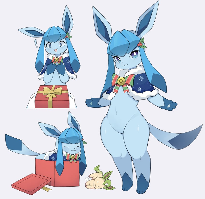 glaceon and leafeon (pokemon and 1 more) drawn by liteee