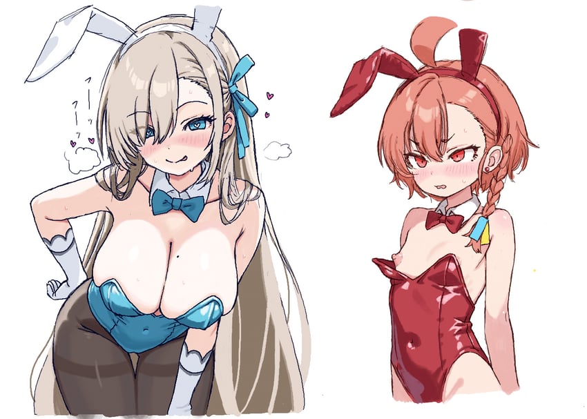 asuna and neru (blue archive) drawn by nattocurryumeee