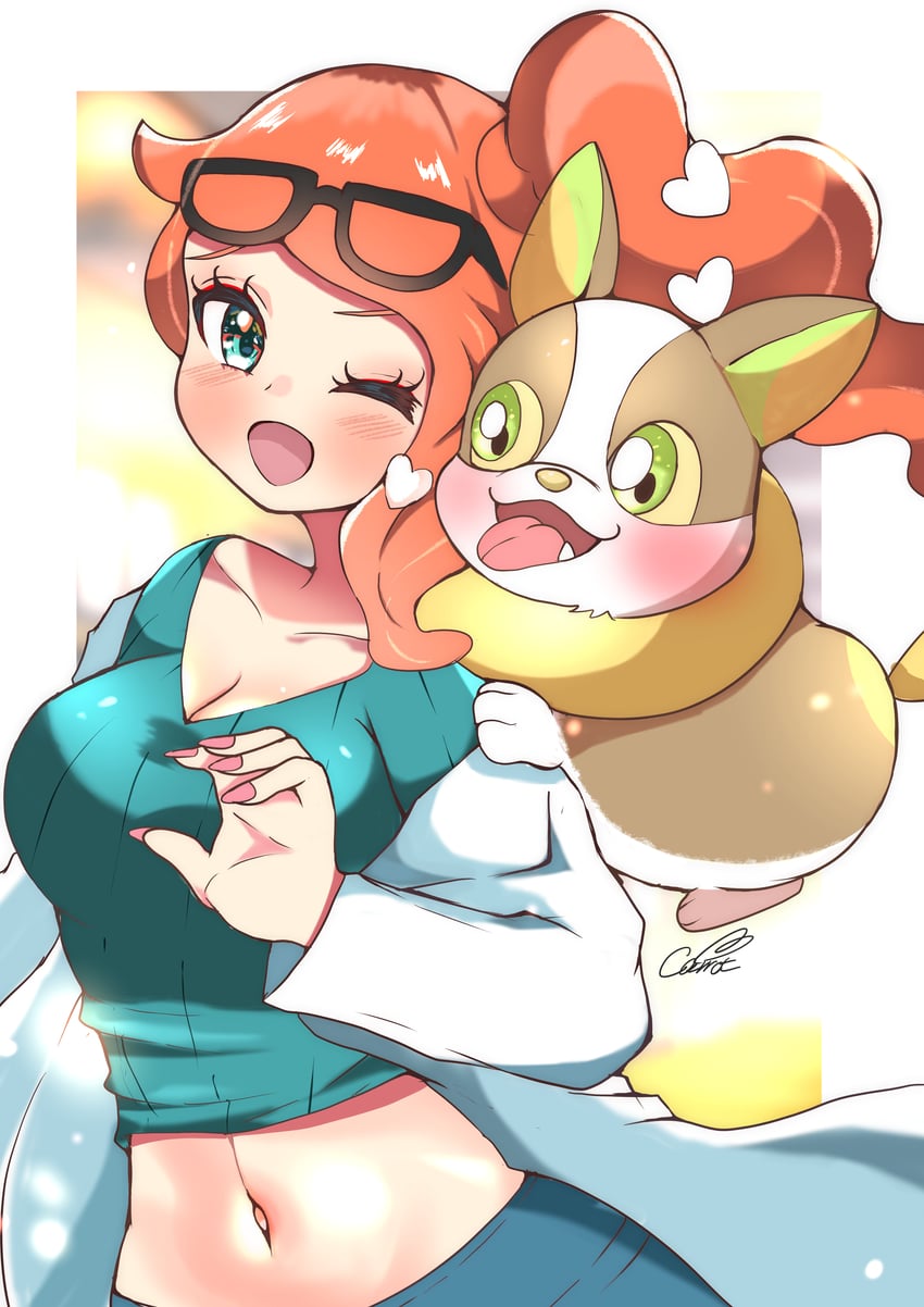 sonia and yamper (pokemon and 1 more) drawn by carrot_summer