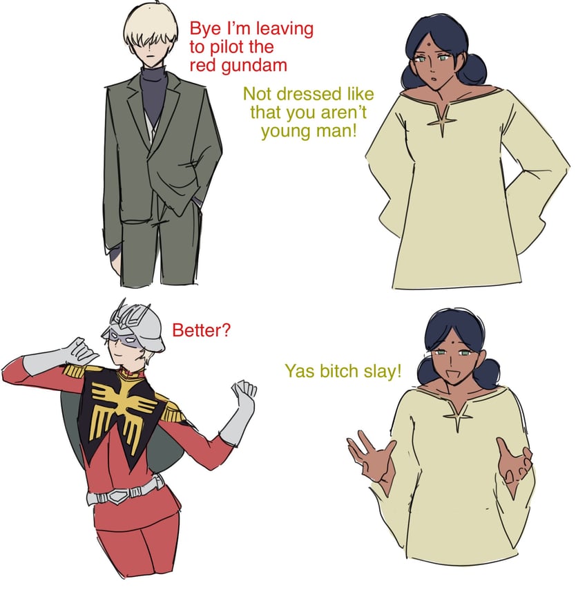 char aznable, lalah sune, and shirouzu (gundam and 1 more) drawn by petit_04