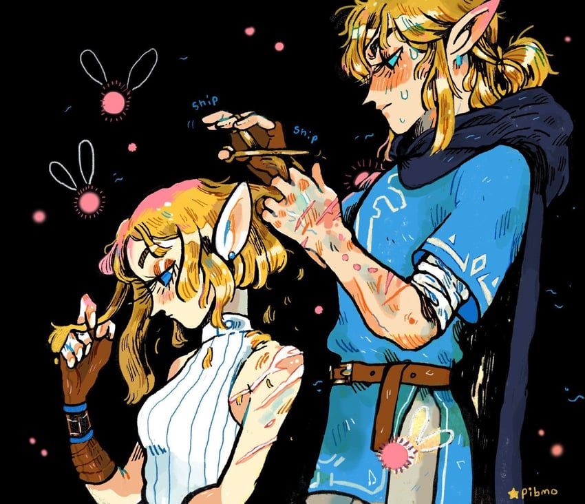 link and princess zelda (the legend of zelda and 1 more) drawn by mrpibmo