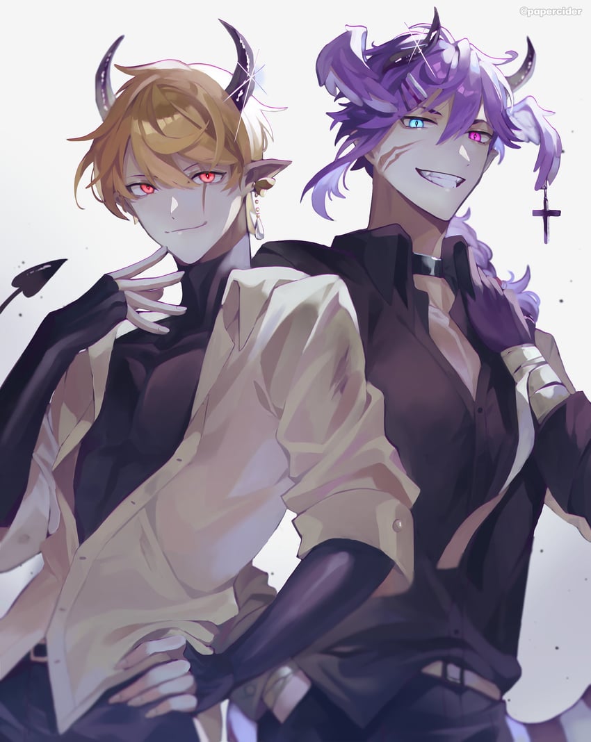 selen tatsuki and pomu rainpuff (nijisanji and 1 more) drawn by papercider