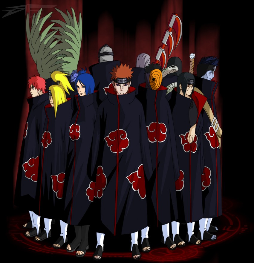 uchiha itachi, uchiha obito, deidara, konan, sasori, and 7 more (naruto and 1 more) drawn by stiky_finkaz