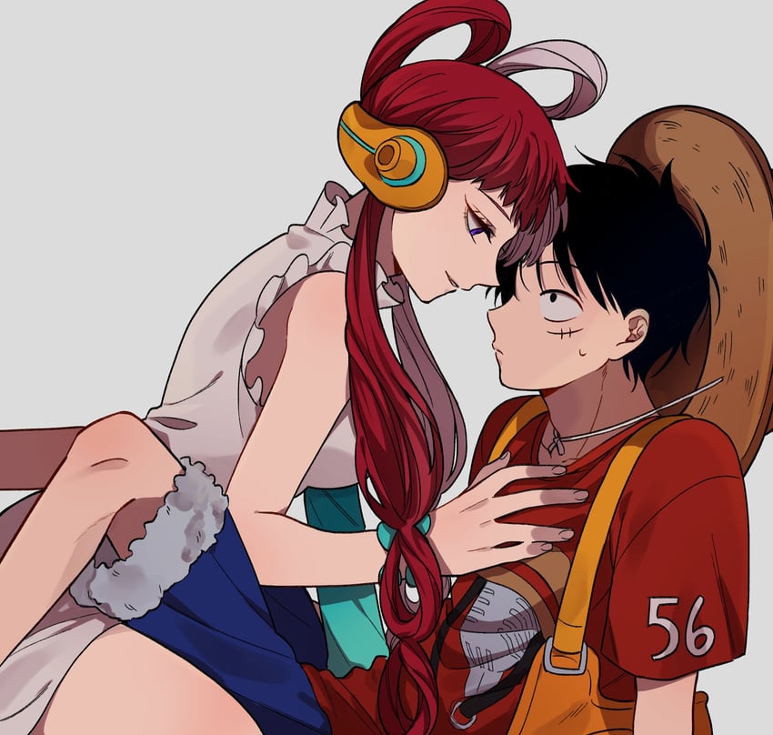 monkey d. luffy and uta (one piece and 1 more) drawn by nai0524