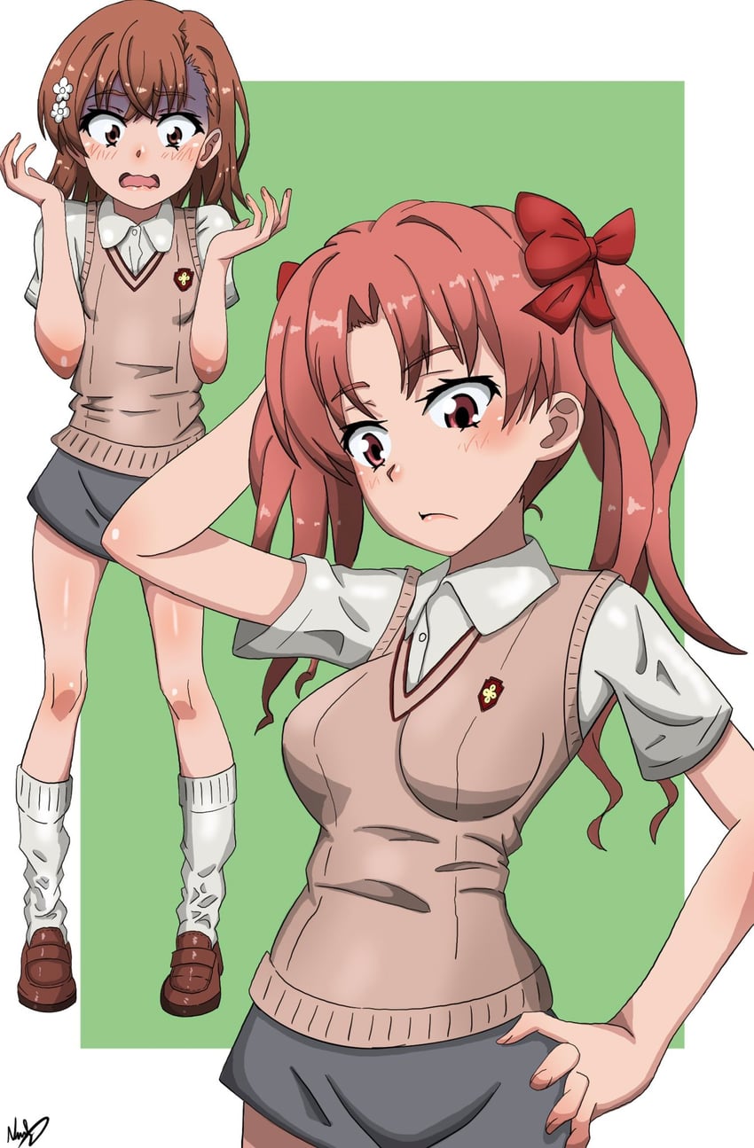 misaka mikoto and shirai kuroko (toaru majutsu no index and 1 more) drawn by nashdnash2007