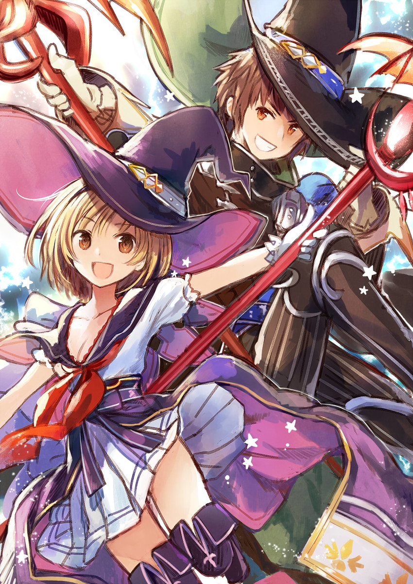 djeeta, gran, and warlock (granblue fantasy) drawn by yon_(letter)