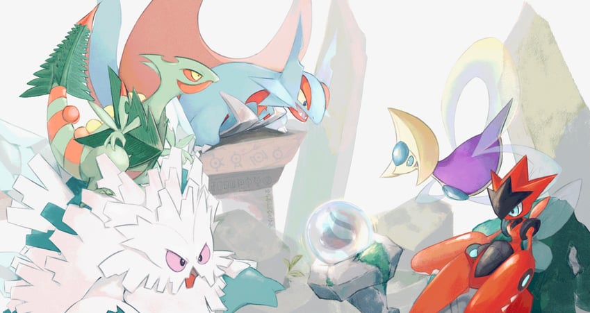 scizor, unown, sceptile, salamence, cresselia, and 19 more (pokemon) drawn by fireblast
