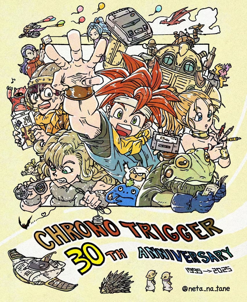 lucca ashtear, crono, marle, ayla, robo, and 5 more (chrono trigger) drawn by neta_na_tane