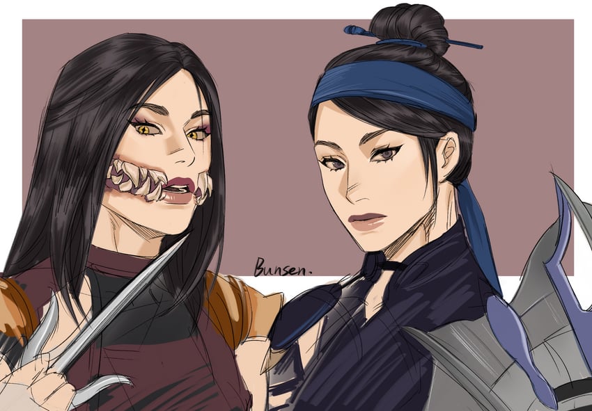 mileena and kitana (mortal kombat and 2 more) drawn by by18454849