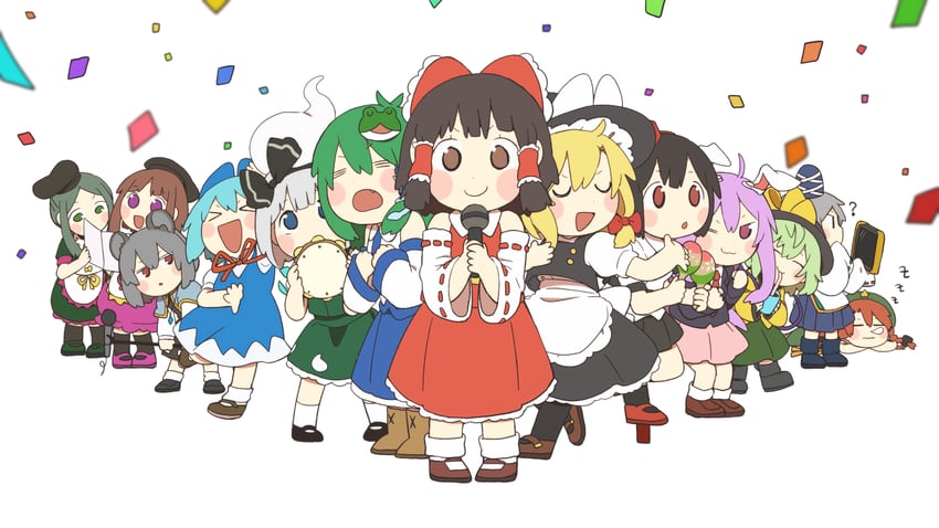 hakurei reimu, kirisame marisa, kochiya sanae, komeiji koishi, konpaku youmu, and 8 more (touhou) drawn by citrus_(place)