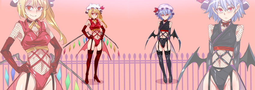 remilia scarlet and flandre scarlet (touhou and 1 more) drawn by nyuu_(manekin-eko)
