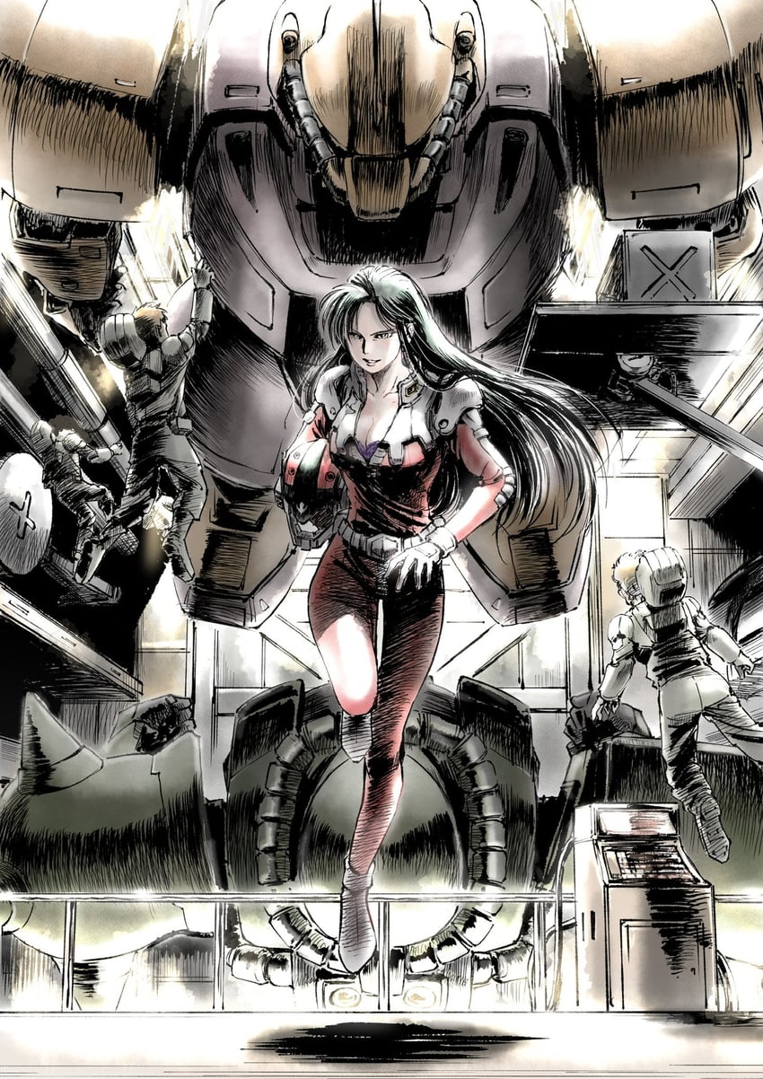 zaku ii, cima garahau, and gelgoog marine cima custom (gundam and 1 more) drawn by kaeru_no_papa