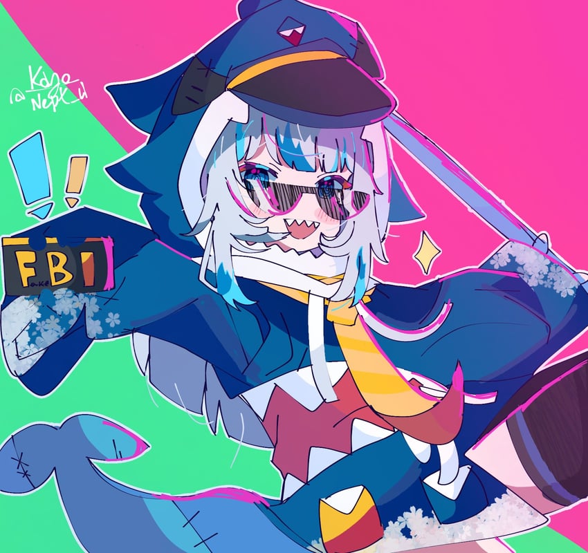 gawr gura (hololive and 1 more) drawn by koyoinacho
