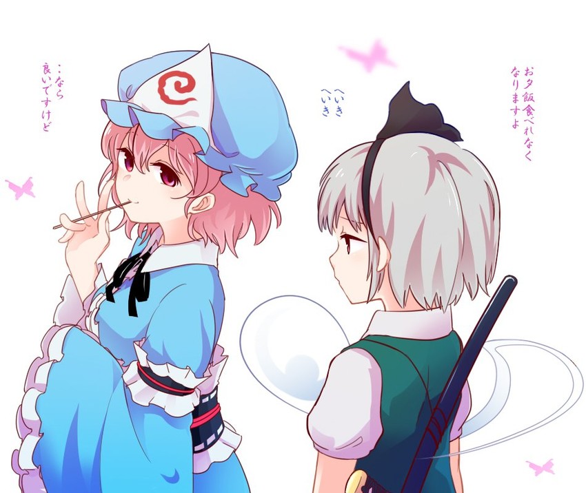 konpaku youmu and saigyouji yuyuko (touhou) drawn by shikushiku_(amamori_weekly)
