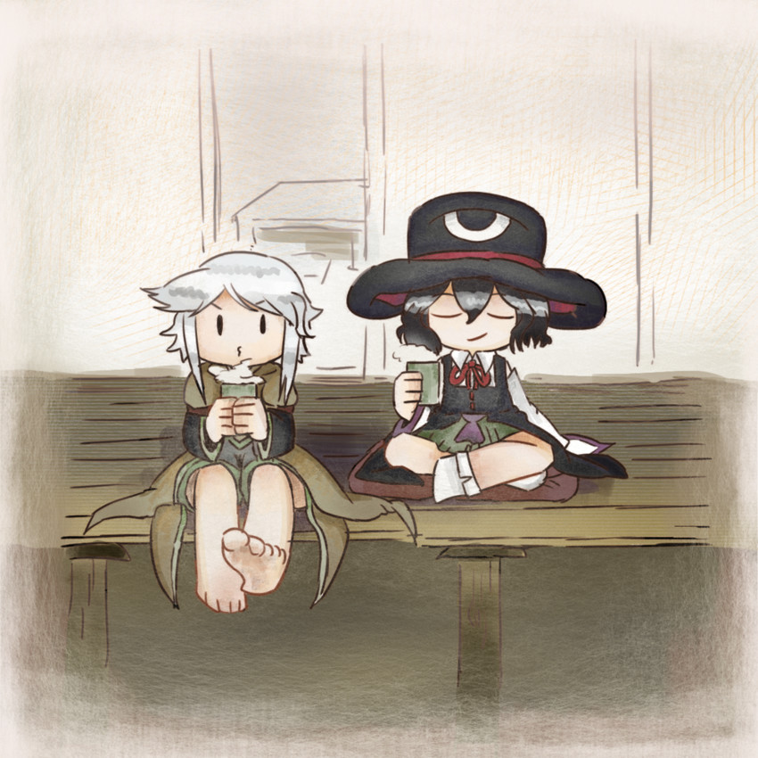 enraku tsubakura and houlen yabusame (len'en) drawn by chikafumikou