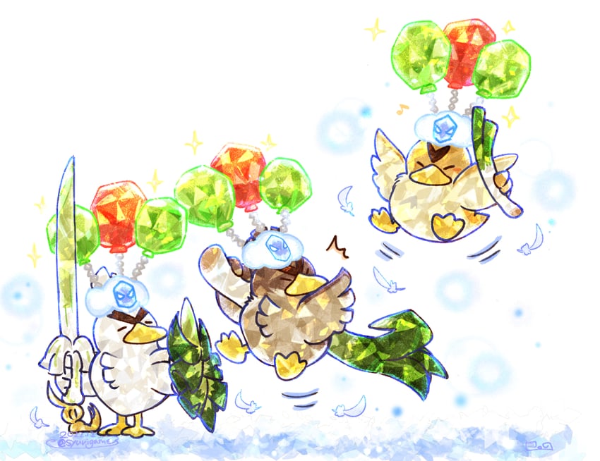 sirfetch'd, farfetch'd, and galarian farfetch'd (pokemon) drawn by shuri_(syurigame)
