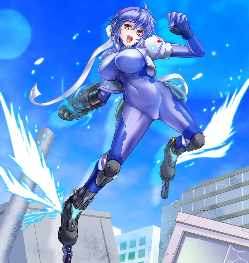 subaru nakajima, revolver knuckle, and mach caliber (lyrical nanoha and 1 more) drawn by kiyukisuke
