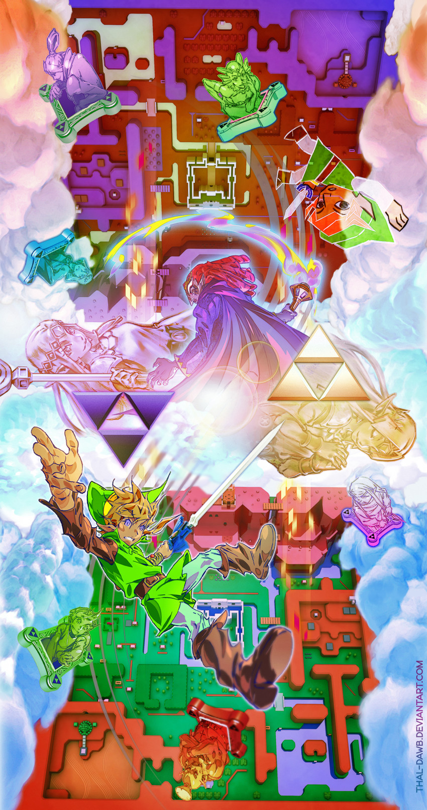 link, princess zelda, toon link, impa, princess hilda, and 6 more (the legend of zelda and 1 more) drawn by larry_d_warren_jr.