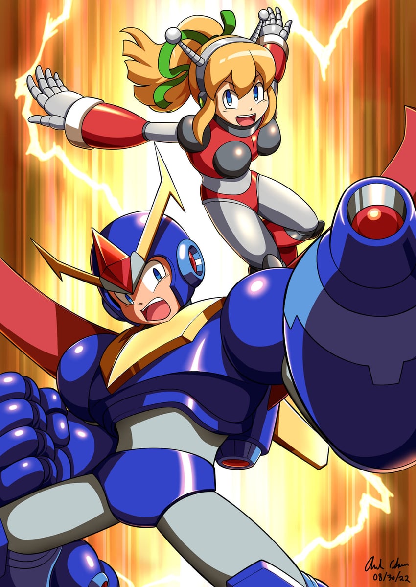 roll, mega man, hyper roll, and hyper mega man (mega man and 1 more) drawn by innovator123