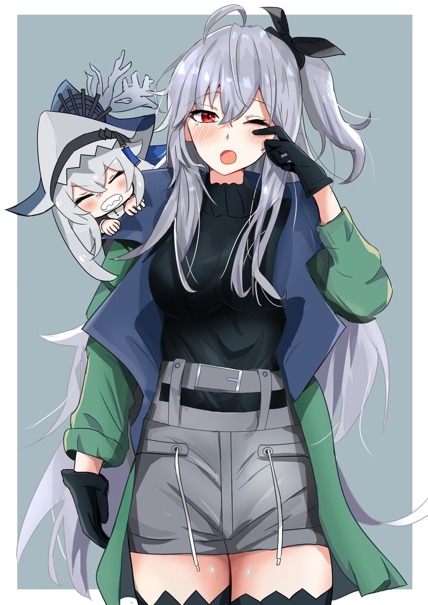 skadi, specter, and specter the unchained (arknights) drawn by akabeko123