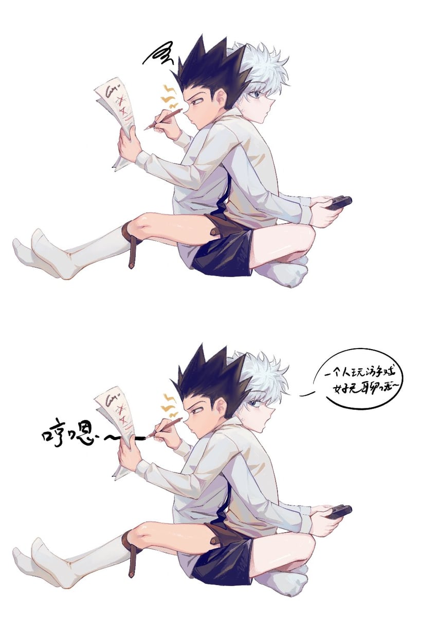 killua zoldyck and gon freecss (hunter x hunter) drawn by gelb