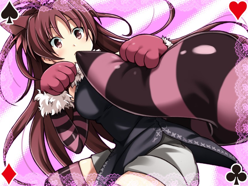 sakura kyoko and cheshire cat (mahou shoujo madoka magica and 1 more) drawn by ikujitto