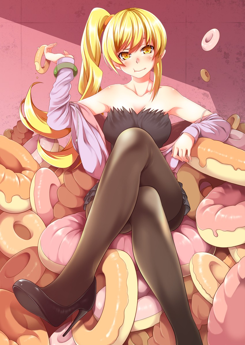 oshino shinobu and kiss-shot acerola-orion heart-under-blade (monogatari and 2 more) drawn by uousa-ou