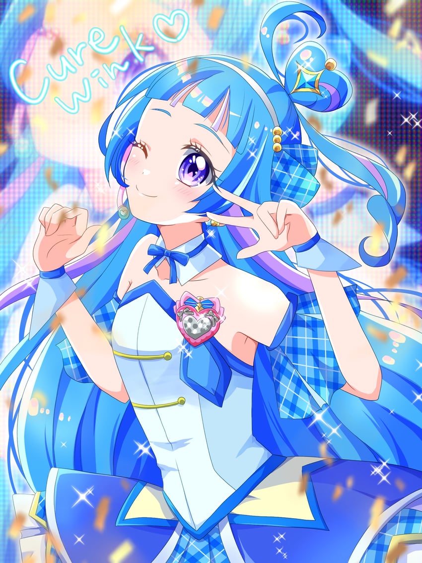 aokaze nana and cure wink (precure and 1 more) drawn by kokonogi_kisara