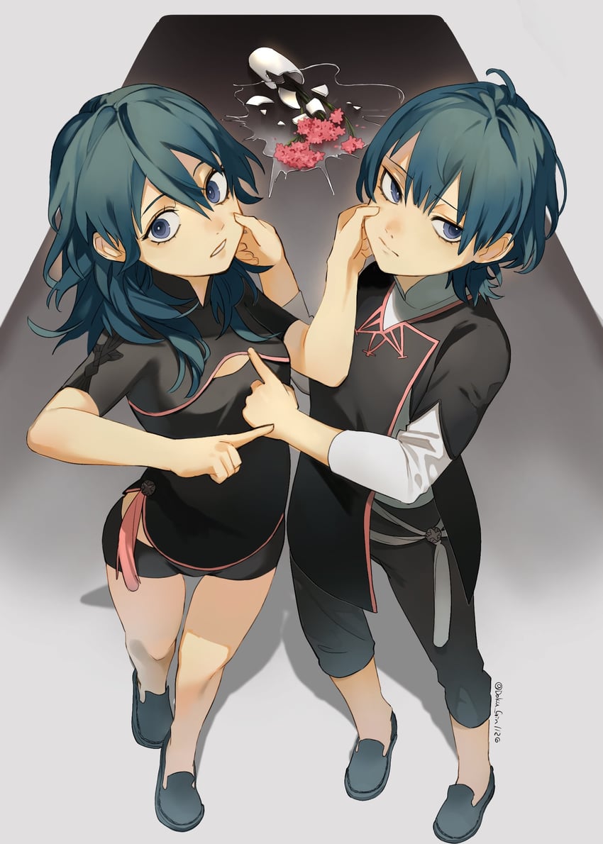 female byleth and male byleth (fire emblem and 1 more) drawn by doku_gin1126