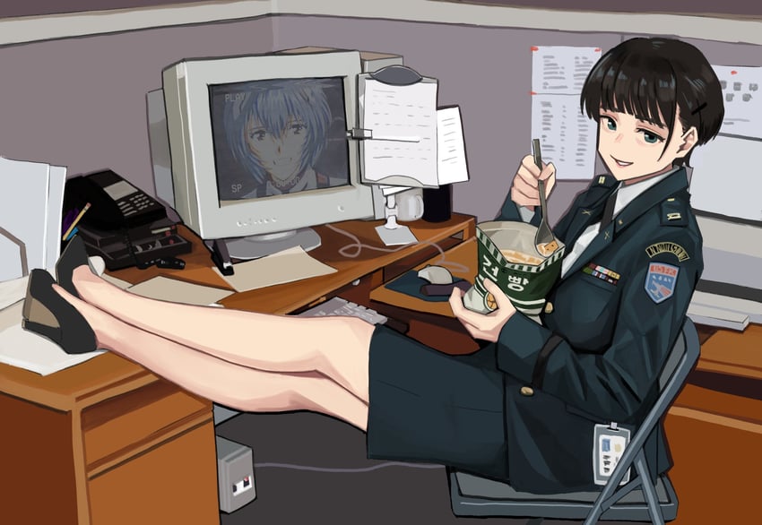 ayanami rei (original and 1 more) drawn by wani_(perfect_han)