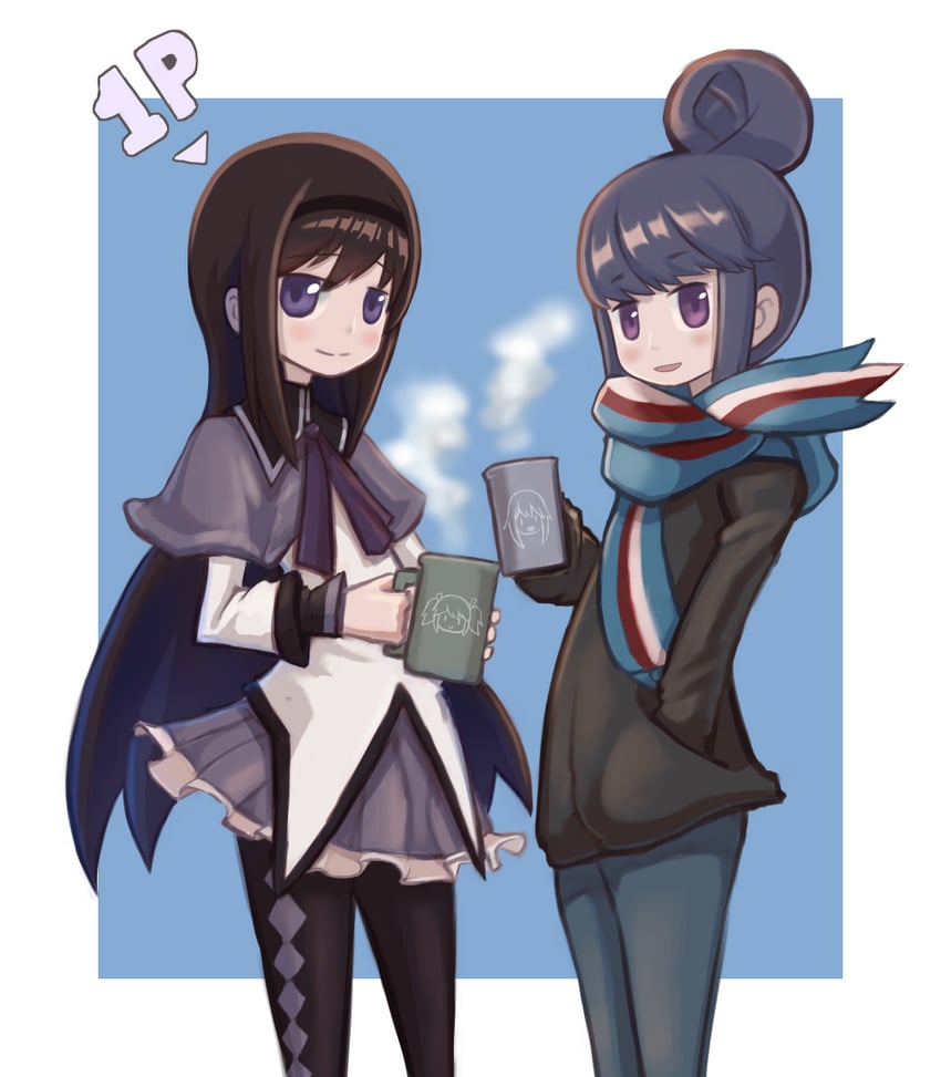 akemi homura and shima rin (mahou shoujo madoka magica and 1 more) drawn by majinhinata