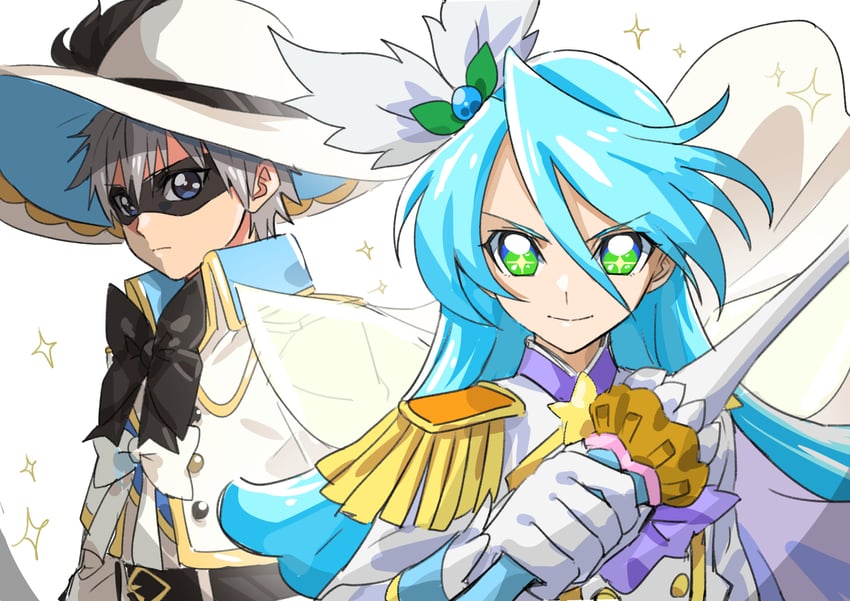 shinada takumi, pikario, black pepper, and cure waffle (precure and 2 more) drawn by tsukikage_oyama
