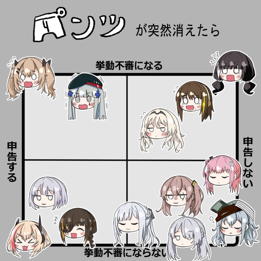 hk416, ump45, ump9, ak-12, g11, and 8 more (girls' frontline) drawn by nakiusagi