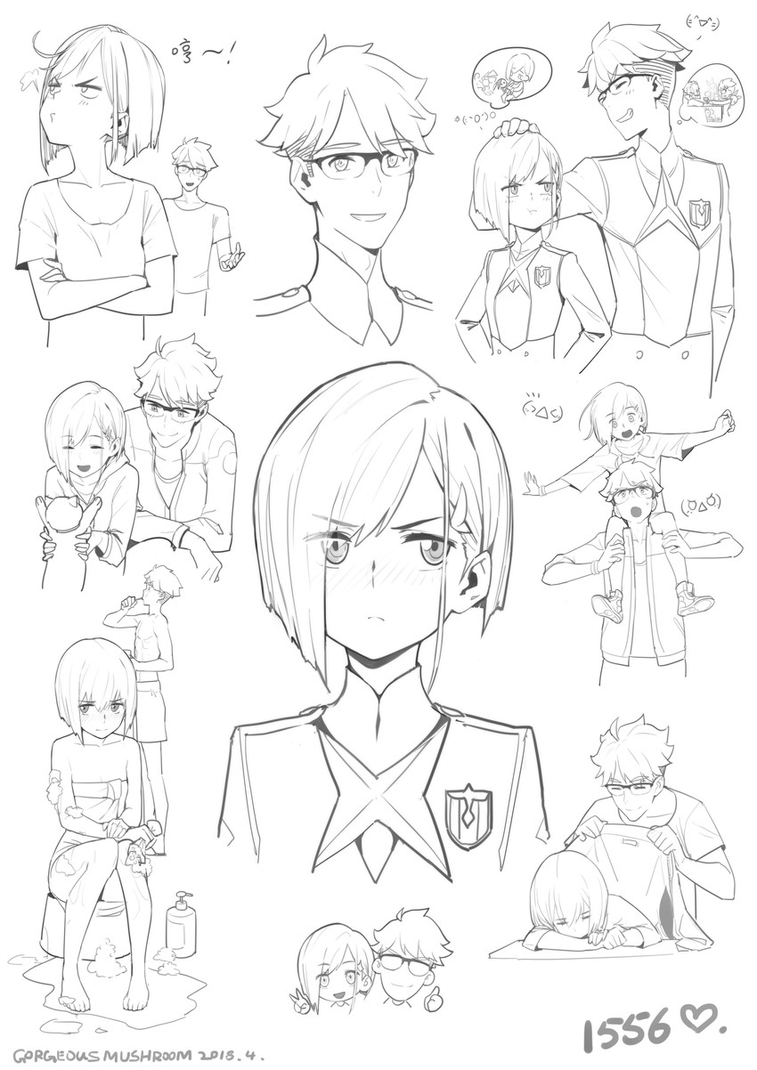 ichigo and gorou (darling in the franxx) drawn by gorgeous_mushroom