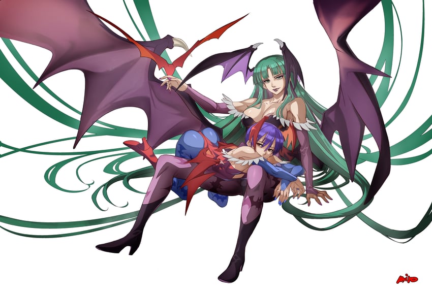 morrigan aensland and lilith (darkstalkers) drawn by miyo_(13th_floor)