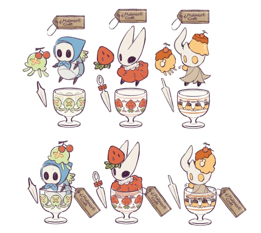 hornet, quirrel, and broken vessel (hollow knight) drawn by fioco_virus